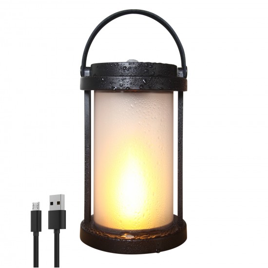 AURAXY LED Rechargeable Decorative Solar Outdoor Flame Flickering Lantern IP54 Waterproof Hanging Outside Battery Powered Decorations Lanterns Use for Porch Backyard Garden Table Patio Deck,etc