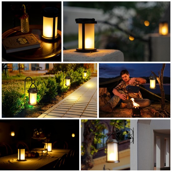 Toyawany Solar Lantern Lights,1PC Flickering Dancing Flame Landscape Lights with USB Charging IP65 Waterproof for Holiday Festival Patio Yard Garden Table Decoration Red 